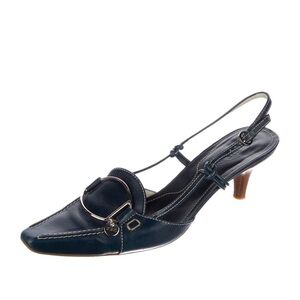 Tod’s blue size 9 slingback low heels with contrast stitching
